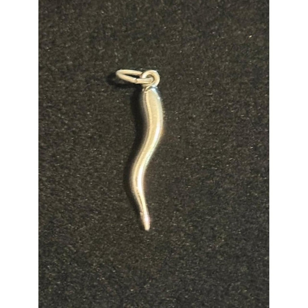 Sterling Silver Italian Horn Charm Pendant Stamped "STERLING" - Picture 3 of 5